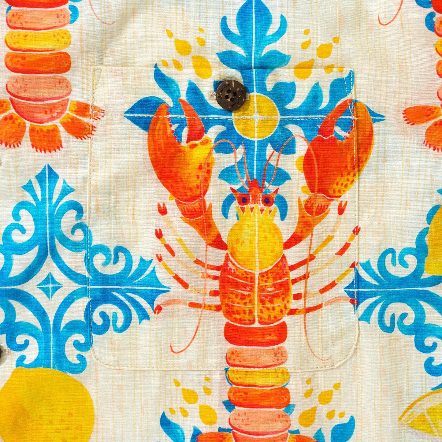 100% Cotton Hawaiian Shirt For Men Lobsters By Andersson Grace Camp Collar Aloha Shirt