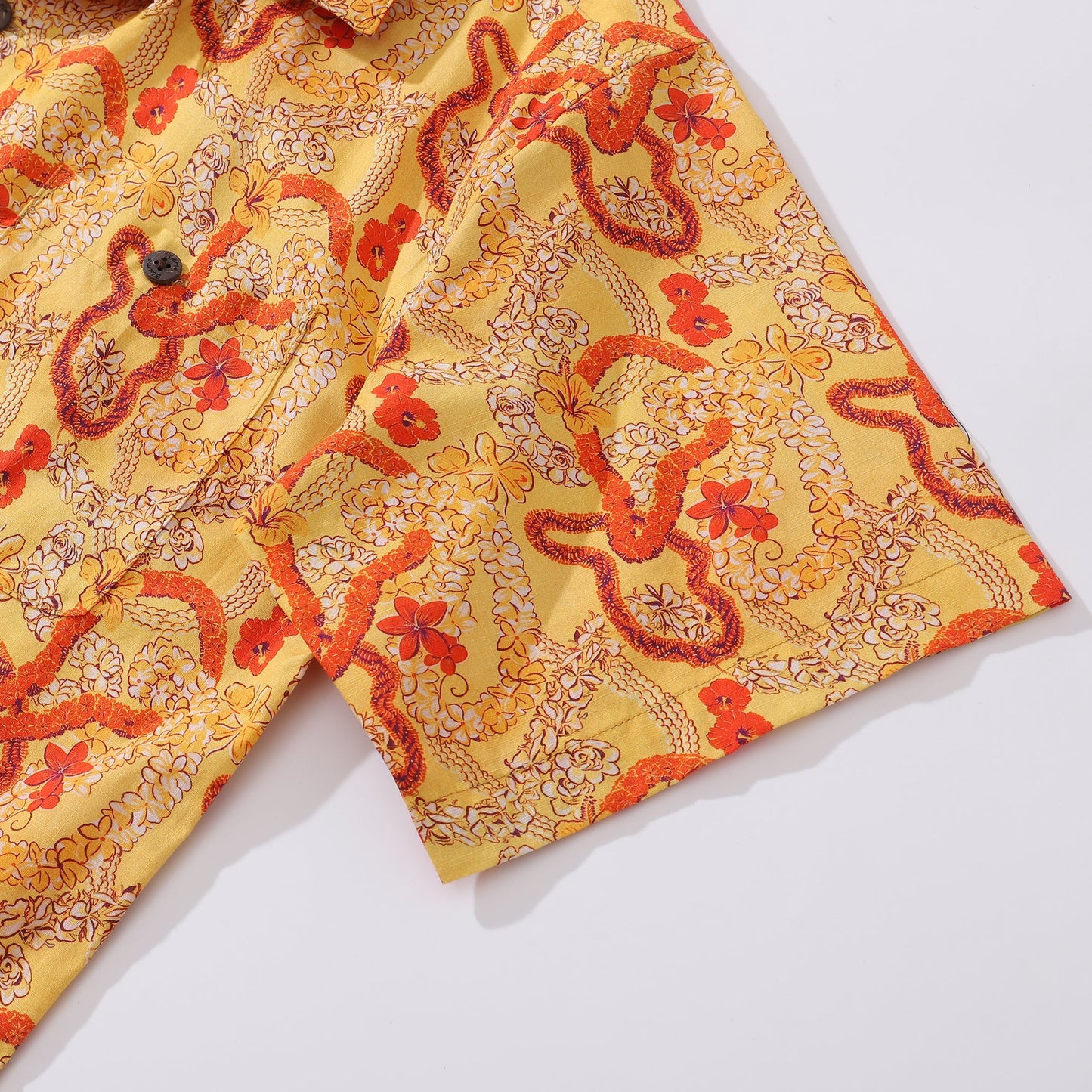 Hawaiian Shirt For Men Sunflower Wreath Shirt Camp Collar 100% Cotton